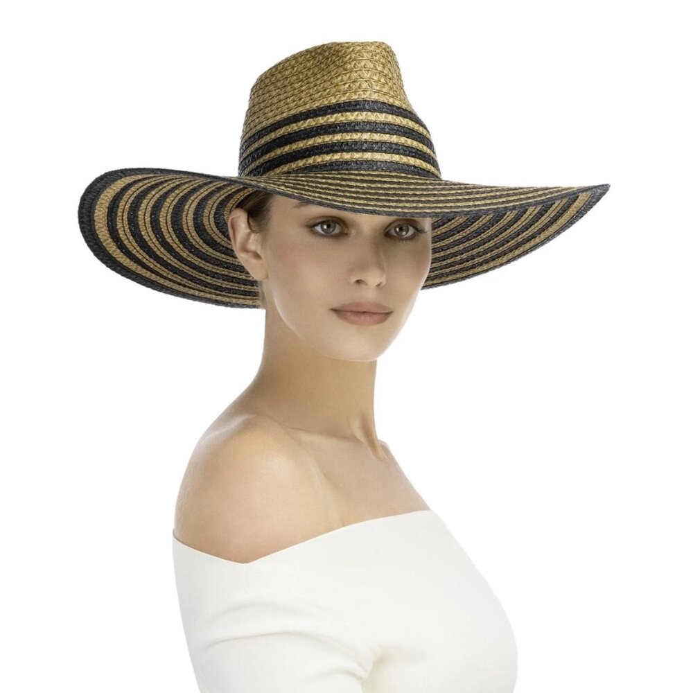 Eric Javits Womens Sea La Vie Sun Hat Natural/Black - Authentic NWT $295